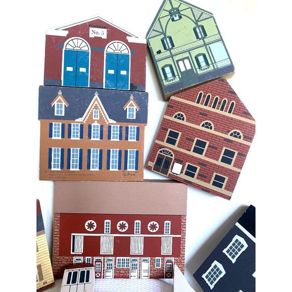 The Cat's Meow Wooden Buildings Shelf Sitters Series 1986 vintage 12 pc signed 9 - Picture 7 of 11